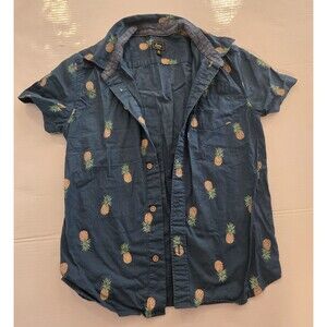 Bixby Nomad Boys Blue Pineapple Print Button-Up Shirt M 8-10 Casual Tropical